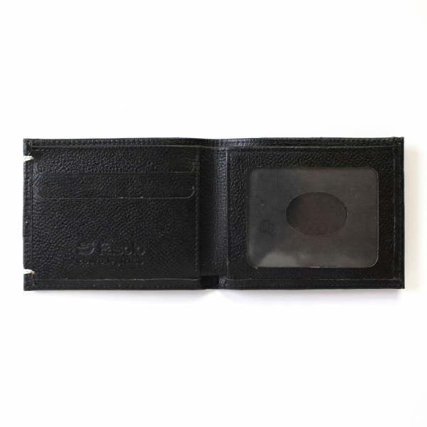 CARTEIRA SLIM DE COURO FASOLO - PRETO
