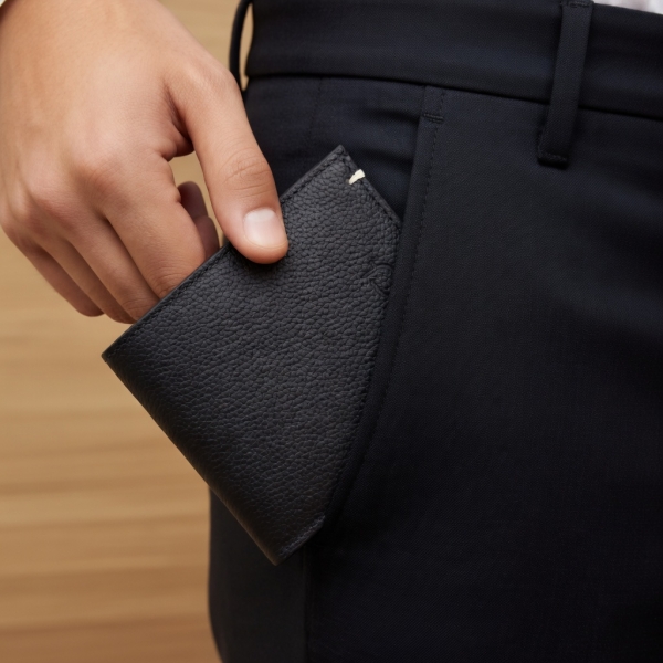 CARTEIRA SLIM DE COURO FASOLO - PRETO